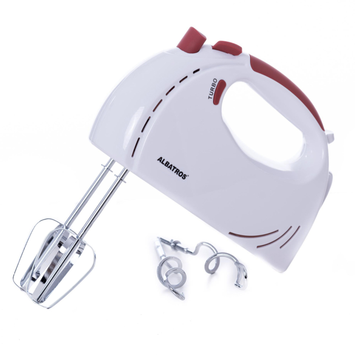 Mixer de mana Albatros MXA200,200 W,,5 viteze + funcĹŁie Turbo,accesorii teluri si carlige,Alb [1]