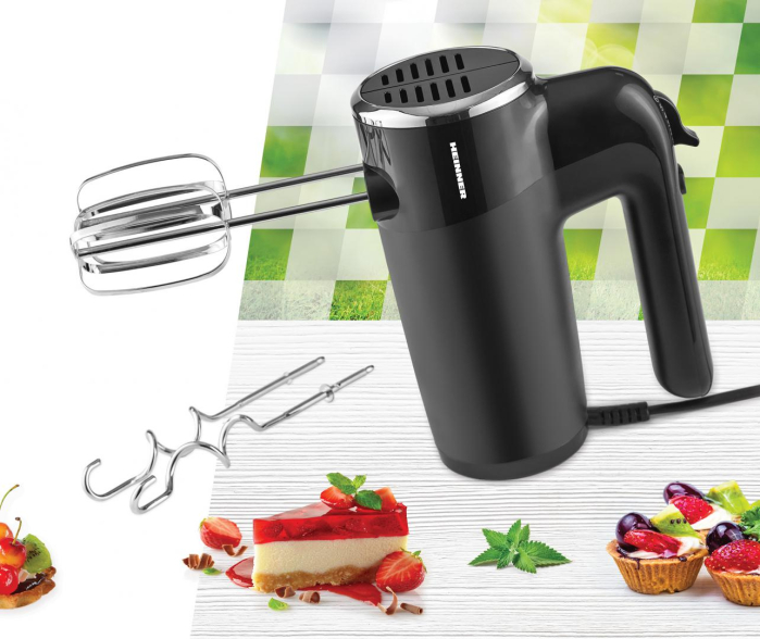 Mixer de mana Heinner HM-300BK, 300W, 6 viteze+turbo, 2 seturi accesorii inox, Negru [4]