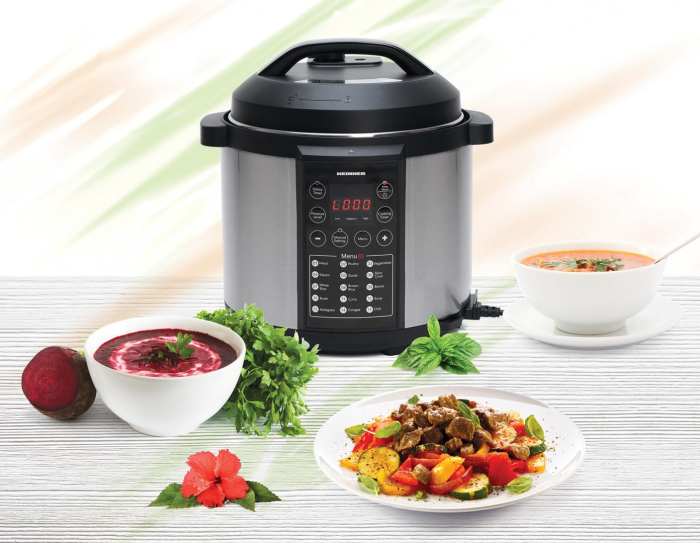 Multicooker sub presiune Heinner HPCK-6IX, 3.8 L, 15 programe, Vas antiadeziv detasabil, Presiune reglabila, Timer, Display led, Inox [3]