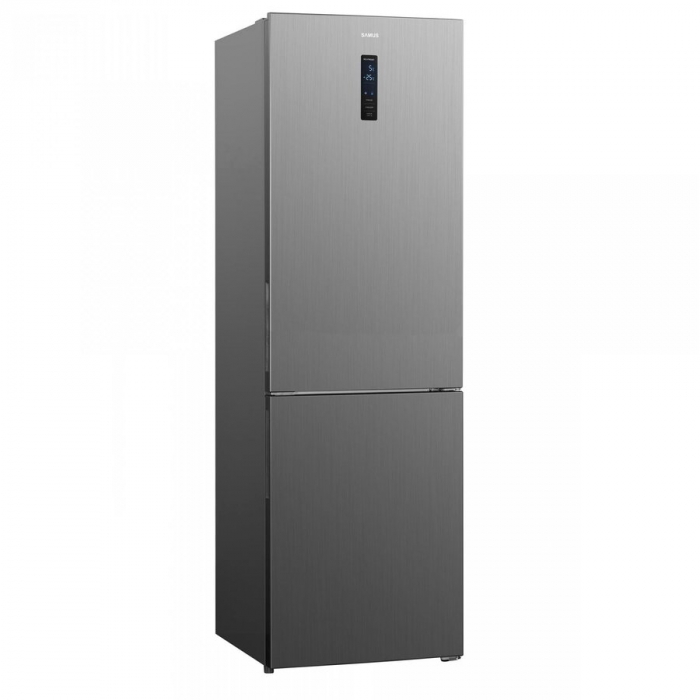 Combina Frigorifica Samus SCX486NFE, 347 L, Full No Frost, Clasa energetica E, Termostat electronic reglabil, 3 sertare la congelator, H 195 cm, Inox-Argintiu [1]