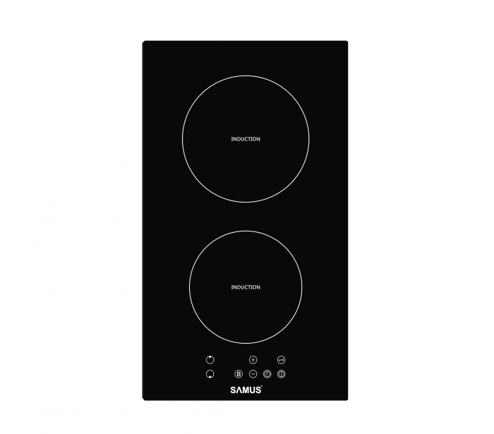 Plita incorporabila Samus PSI-32BG4, cu inductie, Putere totala 3500 W,2 zone de gatit,Setari putere in 9 trepte,Panou Touch Control,Timer digital 99 min,Functia impuls,Neagra [1]