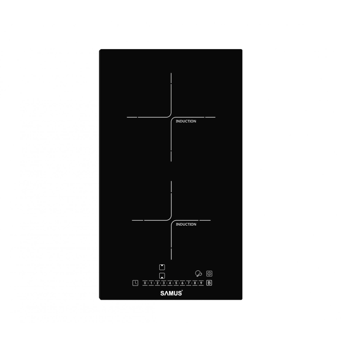 Plita incorporabila Samus PSI-32BG5,cu Inductie, Putere totala 3500 W,2 zone de gatit,Setari putere in 9 trepte,Panou Touch Control,Timer digital 99 min,Functia impuls,Neagra [1]