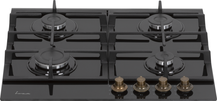Plita incorporabila Fram FBH-S4IWF-GRBK, Gaz, 4 arzatoare, Aprindere electrica, Gratar fonta, Duze GPL incluse, 60 cm, Sticla neagra [2]