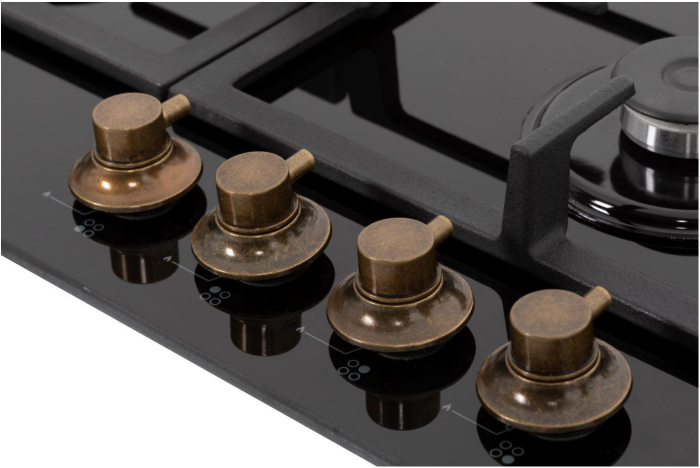 Plita incorporabila Fram FBH-S4IWF-GRBK, Gaz, 4 arzatoare, Aprindere electrica, Gratar fonta, Duze GPL incluse, 60 cm, Sticla neagra [5]
