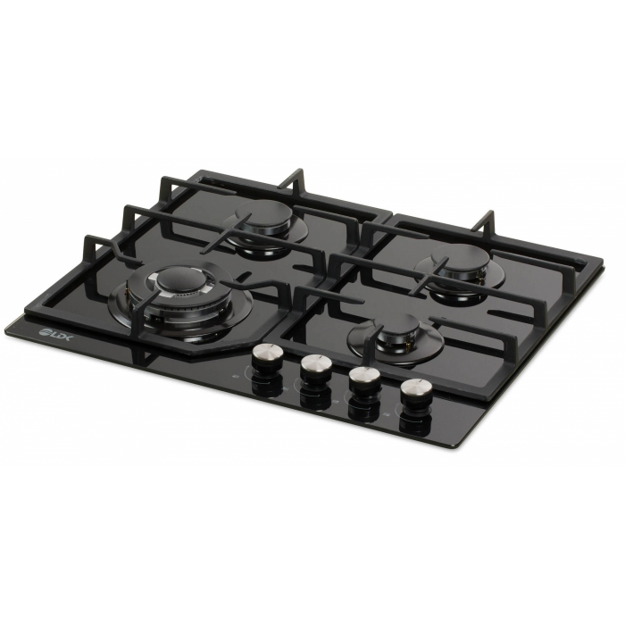 Plita incorporabila LDK Almeria Wok JZ4BK60, Gaz, 4 arzatoare, Aprindere electrica, WOK, Gratare fonta, Siguranta, 60 cm, Negru [1]