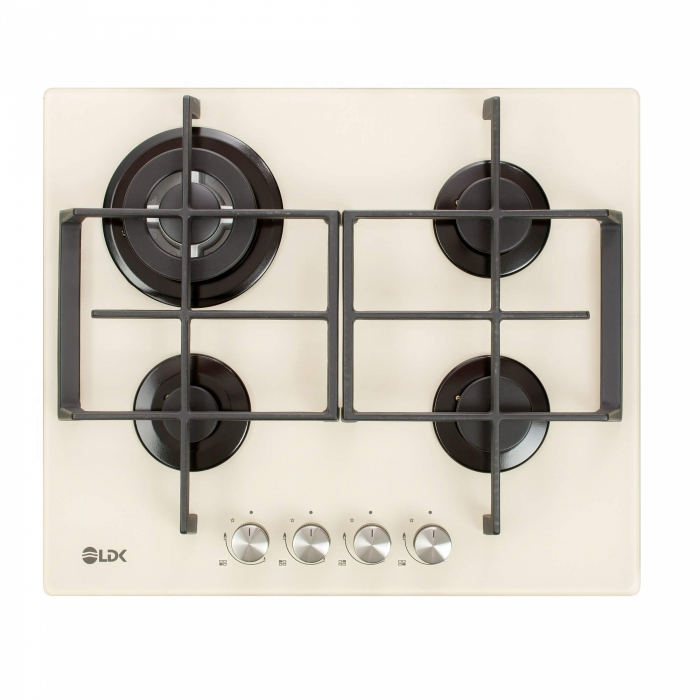 Plita incorporabila LDK Cordoba WOK JZ4BEIJE60, Gaz, 4 arzatoare, WOK, Aprindere electrica, Gratare fonta, Siguranta, 60 cm, Bej [1]