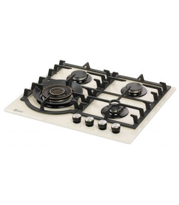 Plita incorporabila LDK Toledo WOK JZ4BEIGE60, Gaz, 4 arzatoare, WOK, Aprindere electrica, Gratare fonta, Siguranta, 60 cm, Bej [3]