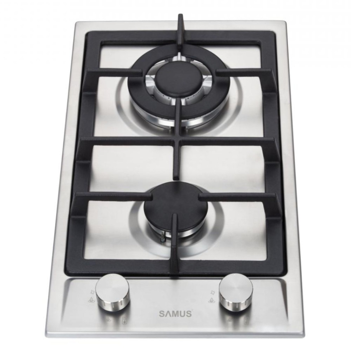 Plita incorporabila Samus PSG-32SX2,2 arzatoare pe gaz,Gratar din fonta,Panou de control frontal,Sisteme de siguranta la arzatoare,Aprindere electrica ,Inox [1]