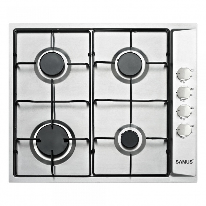 Plita Incorporabila Samus PSG-64SX,4 arzatoare pe gaz,Panou de control lateral,Sisteme de siguranta la arzatoare,Aprindere electrica la o mana,Inox [1]
