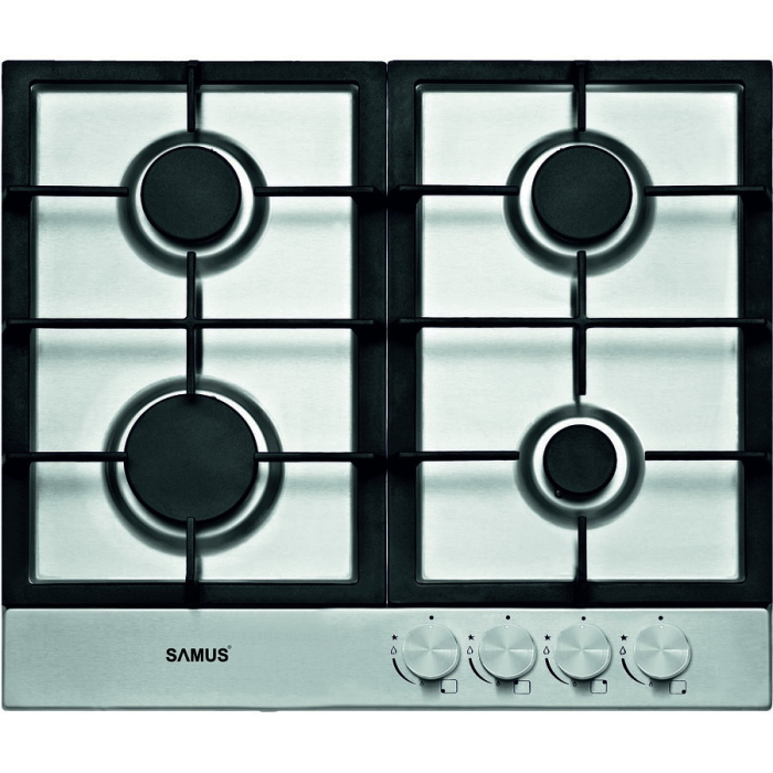 Plita incorporabila Samus PSG-64SX3, 4 arzatoare pe gaz, Sistem de siguranta, Gratar fonta, Aprindere electrica, Inox [1]