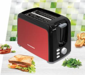 Prajitor de paine Heinner Tasty 700BKRD HTP-700BKRD, 2 felii, 7 niveluri de rumenire, functii: Decongelare, Reincalzire, Autocentrare a feliilor de paine, Tavita pentru firimituri detasabila, Spatiu d [2]
