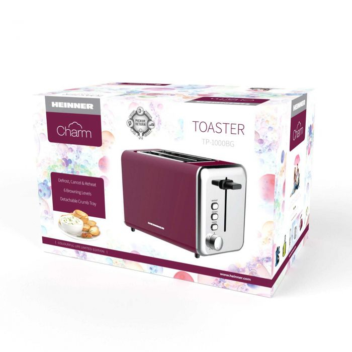 Prajitor de paine Heinner Charm TP-1000BG, 850W, 7 Setari rumenire, Burgundy [2]