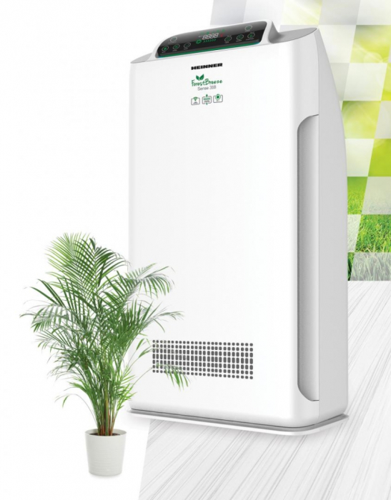 Purificator de aer Heinner HPA-318WIFI, CADR 318mÂł/h, 38 mÂ˛, Control tactil cu display, Control WIFI, telecomanda, filtru HEPA H11, Generator ioni negativi, Senzor PM 2.5, Verde/Galben/Rosu, Alb [2]