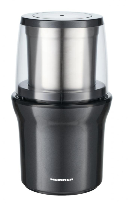 Rasnita de cafea Heinner HCG-200DGIX2,electrica, rasnire umeda si uscata, 200 W, 70g, 2 recipiente, carcasa inox, Gri [3]