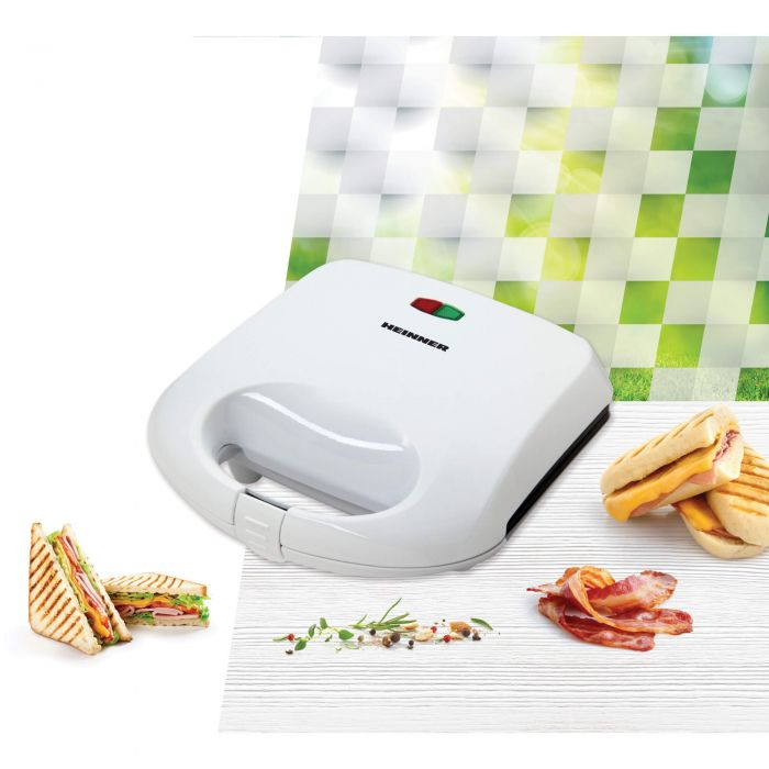 Sandwich-maker Heinner SM-K750W, 750 W, placi antiadezive fixe tip grill, Alb [3]