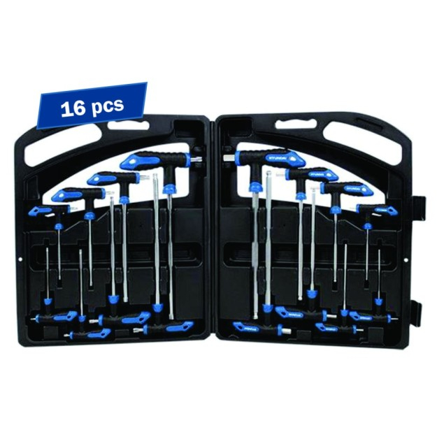 Set 16 chei HEX + TORX maner T HYUNDAI HY-59551, negru/albastru [1]