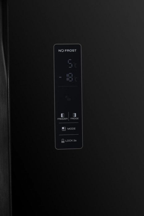 Side by side Heinner HSBS-HM532NFGBKE++,532 l, Full No Frost, Clasa E, Display touch, Blocare acces copii, H 177 cm, Sticla neagra [3]