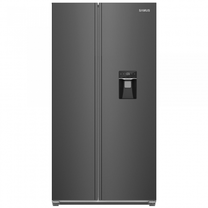 Side by side Samus SSBX-559NFDE, 439 L, Full No Frost, Clasa energetica E, Dozator apa, Afisaj LCD, H 177 cm, Inox/Negru [1]