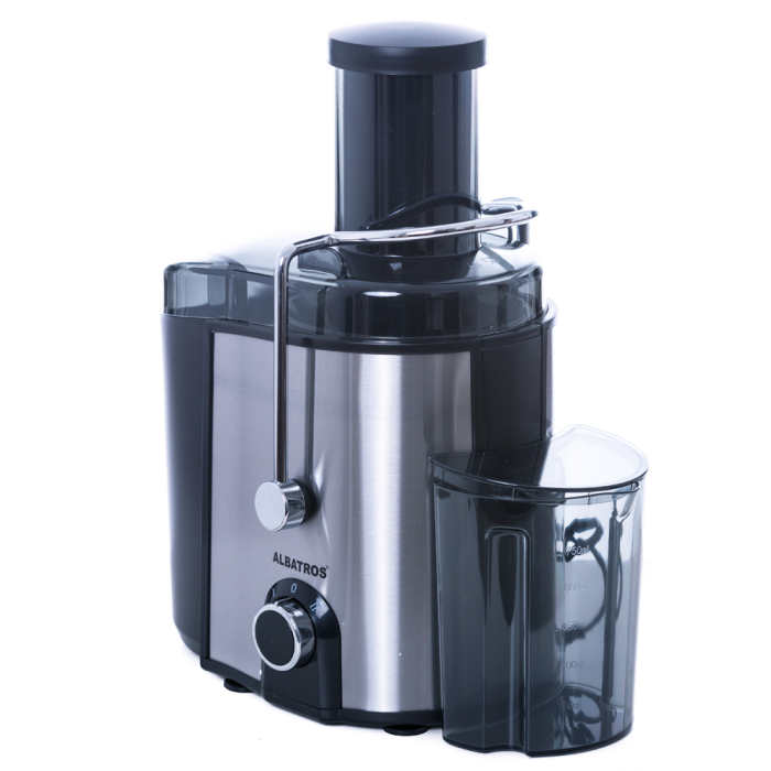Storcator de fructe si legume Albatros NATUREMIX 1000,1000 W,pahar pentru suc 0.75 l,rezervor colectare resturi 1.6 l,2 trepte de vitezÄ,Negru / Inox [2]
