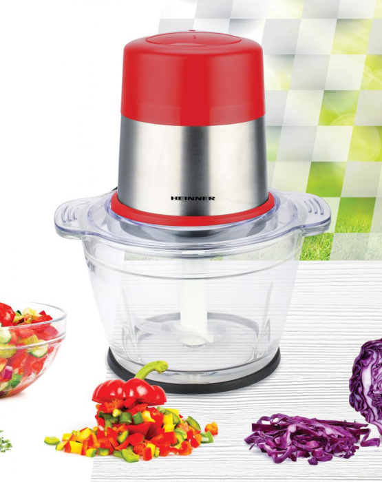 Tocator de legume Heinner Cayenne 1 HMC-D300RD, 300W, capacitate 1 L, bol din sticla, lame din inox, 2 viteze, Rosu [3]