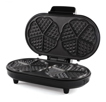 Aparat de preparat desert - Aparat de facut gofre Heinner Copper Crown HWF-1000CR, 1000W, buton reglare temperatura, placi cu invelis antiaderent, plite gofre: 13.97 cm, Negru/aramiu