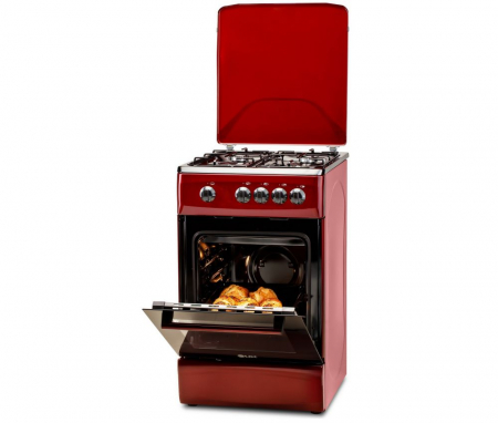 Aragaz - Aragaz LDK 5060 Bordo RMV, Gaz, 4 arzatoare, Capac metalic, Siguranta, 50 x 60 cm, Rosu inchis