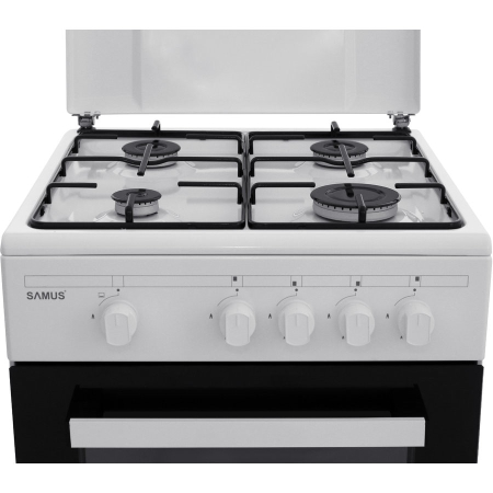Electrocasnice & Climatizare - Aragaz Samus SM 450 ANS,4 arzatoare,Cuptor pe gaz,capacitate cuptor 49 l,Siguranta plita + cuptor,50 cm x 50 cm,Alb