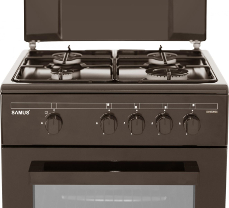 Aragaz Samus SM 450 MBS,4 arzatoare,Cuptor pe gaz,capacitate cuptor 49 l,Siguranta plita + cuptor,50 cm x 50 cm,Maro [2]
