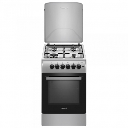 Aragazuri, Hote & Cuptoare cu microunde - Aragaz Samus SM561XPBS,4 arzatoare pe gaz,Cuptor pe gaz,Capacitate cuptor 49 l,Siguranta plita + cuptor,Inox