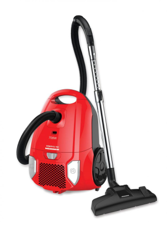Aspirator cu sac - Aspirator cu sac Heinner HVC-MRD1400, 700 W, sac textil, 3 L, putere variabila, HEPA 12, tub telescopic metalic, rosu
