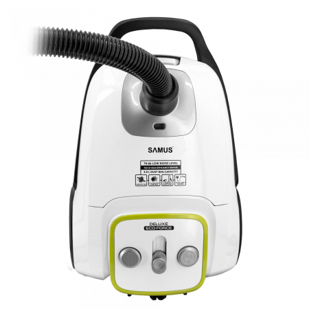 Aspirator cu sac - Aspirator cu sac Samus Deluxe Eco Power, 700 W, Eco Type, Putere de absorbtie 205 W, Filtru lavabil HEPA, Sac textil 3 L, Alb