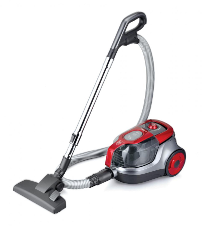 Aspiratoare & Fiare de calcat - Aspirator fara sac Heinner HVC-V750RD, 750W, recipient praf din plastic 2.2L, filtrare ciclonica, filtru HEPA dublu 13, Gri / Rosu