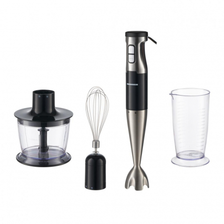 Blendere & Tocatoare - Blender Heinner HB-1000XBK, 1000W, viteza variabila, tocator, tel, cana de mixat, negru/inox