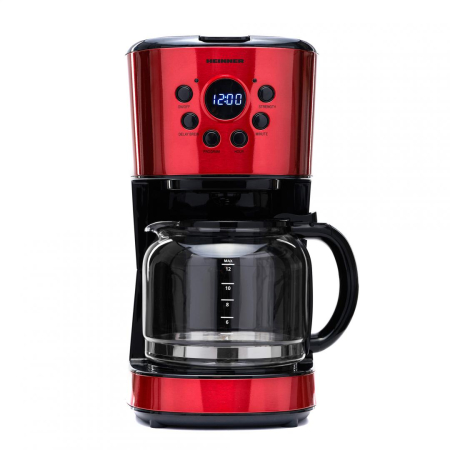 Espressoare & Cafetiere - Cafetiera Heinner HCM-1500RDIX, digitala,900 W, 1.5 L, Timer, Display Led, fara BPA, Rosu/Negru