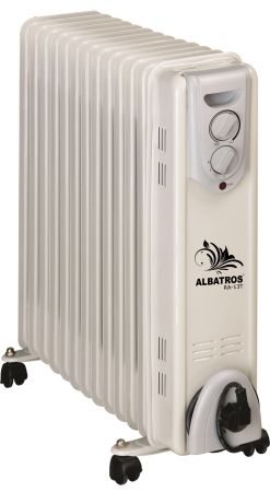 Climatizare & Sisteme de incalzire - Radiator electric Albatros RA-13T, putere 3000 W, 3 trepte, 13 elementi, termostat reglabil, protectie supraincalzire, roti pentru deplasare, loc infasurare cablu, alb