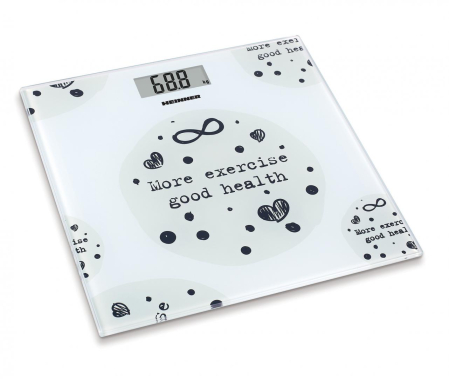 Cantar de baie - Cantar electronic de persoane Heinner HBS-150MSJ, 150kg, sticla securizata 6mm, 30 x 30 cm, display lcd, Alb