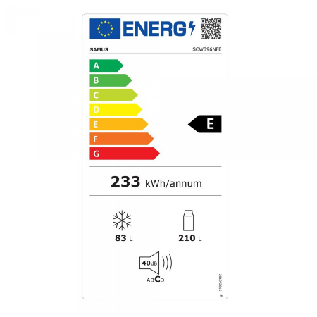 Combina Frigorifica Samus SCW396NFE, 296 L, Full No Frost, Clasa energetica E, Termostat reglabil, 3 sertare congelator, H 185 cm, Alb [2]