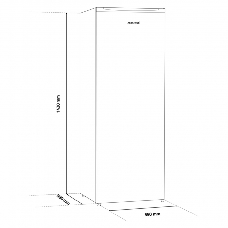 Congelator Albatros CA215NE, 168 litri,H 142 cm, 4 sertare + 1 raft glisant, termostat reglabil, usa reversibila, picioare reglabile, clasa E, alb [2]