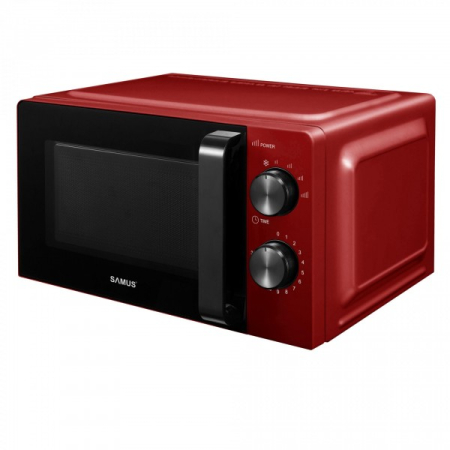 Cuptoare cu microunde - Cuptor cu microunde Samus SMC-20MR1, 20l, Putere 700W, 6 Nivele Putere, Timer 30 minute, Rosu