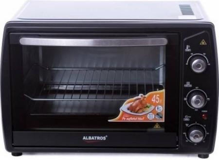 Cuptoare electrice - Cuptor electric Albatros A45B2,45 litri,1800 W,Control temp. de la 90Â°C la 230Â°C,Temporizator 60 min+funcĹŁia "stay-on",Negru