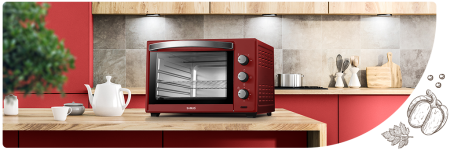 Cuptoare electrice - Cuptor electric Samus CS-45RED, 45 litri , 2000 W, Rosu