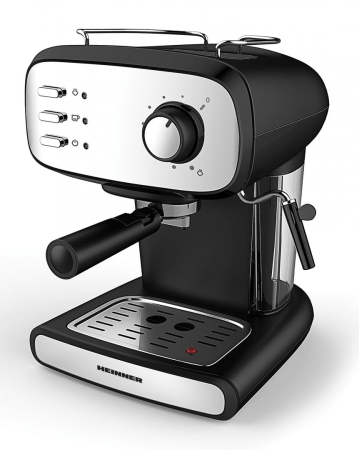 Espressoare & Cafetiere - Espressor manual Heinner Black Boquette HEM-1100BKX, 850W, 15bar, rezervor detasabil 1.2L, filtru dublu din inox, Negru/Inox