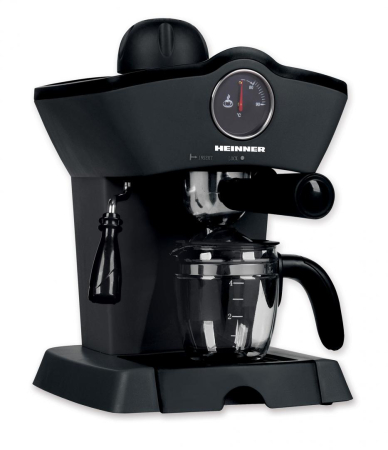 Espressoare - Espressor manual Heinner Retro Effect HEM-200BK, 800W, 3.5bar, capacitate rezervor 0.24L, termometru frontal apa, optiuni preparare: espresso si cappuccino, Negru