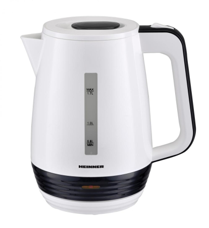 Fierbator apa - Fierbator Heinner HEK-17WH, 1.7 L, element incalzire inox, oprire automata, plastic, Negru/Alb