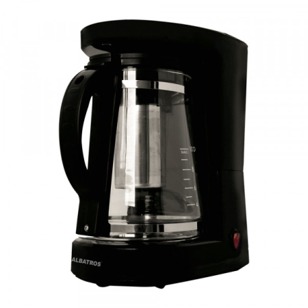 Cafetiere - Filtru de cafea si ceai Albatros DOLCE 2 IN 1,680 W,10 ceČ™ti,Filtru permanent inclus,Infuzor pentru ceai,CanÄ de sticlÄ,Negru