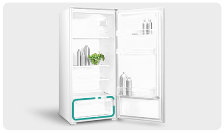 Frigidere - Frigider Racitor Incorporabil Samus SRBI223,199 l,123 cm,4 rafturi din sticla,3 balcoane pe usi,Termostat reglabil,Clasa energetica F,Alb