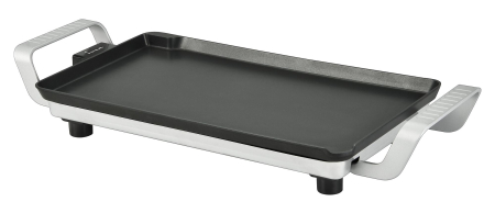 Gratare electrice - Gratar electric Fram FEG-F2500SL, 2500W, placa fixa turnata, invelis antiaderent, placa 52 X 26 cm, temperatura ajustabila, maner rece, maner din aluminiu turnat, Negru/Argintiu