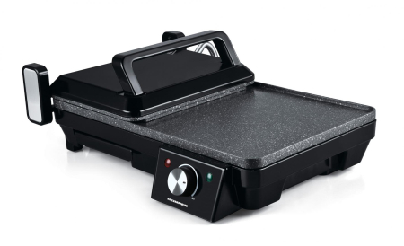 Gratare electrice - Gratar electric Heinner HEG-F20002P, 2000 W, deschidere 105Â° si 180Â°, invelis marmura anti-adeziv, Negru