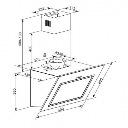 Hota incorporabila decorativa Heinner DCH-650RIX, 60 cm, Putere absorbtie 594.5 m3/h, Iluminare LED, clasa B, inox [2]