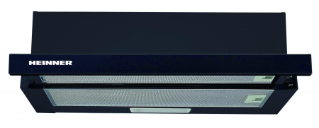 Hote incorporabile  - Hota incorporabila telescopica Heinner HTCH-440GBK,60 cm, putere de absorbtie 325 mc/h, 1 motor, 2 trepte de viteza,clasa C, Sticla neagra